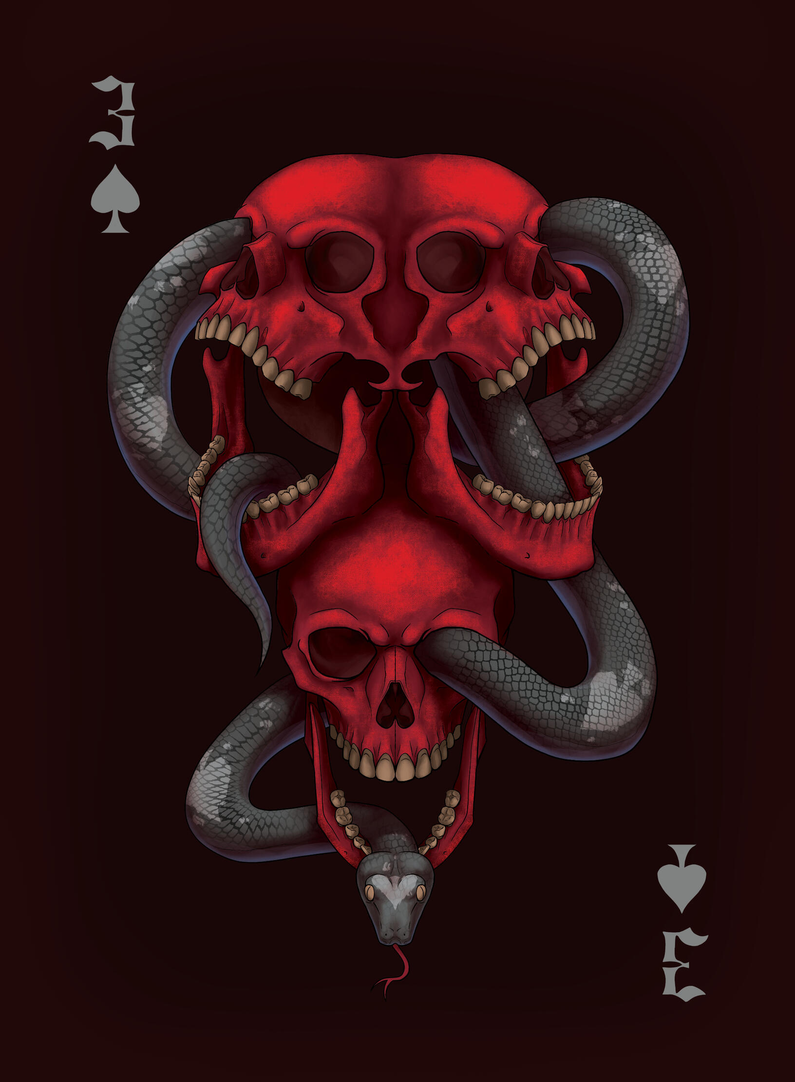 3 of Spades Card Illustration
